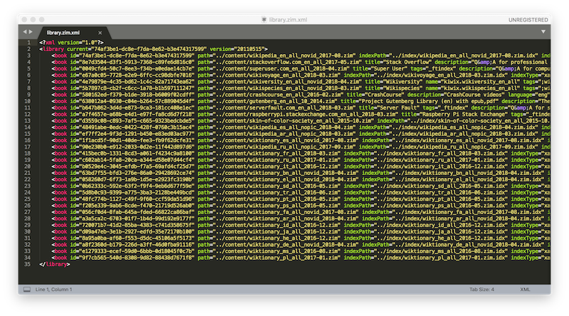 Kiwix library screenshot